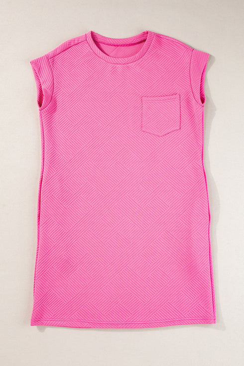Textured Cap Sleeve T Shirt Dress